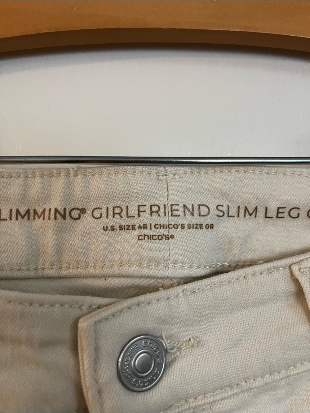 Chico's Slimming Girlfriend Slim Leg Jeans in Cream